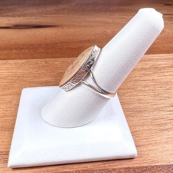 Natural Picture Jasper Ring Solid Sterling Silver - Size 8 - Picture 4 of 5